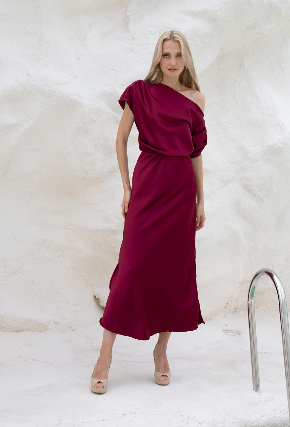 Burgundy satin maxi skirt cheap
